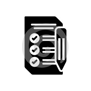 Black solid icon for Task, check and note