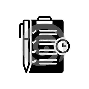 Black solid icon for Task, checklist and paper