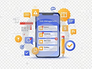 Task management app interface isolated on white background isolated on white background