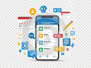 Task management app interface isolated on white background isolated on white background