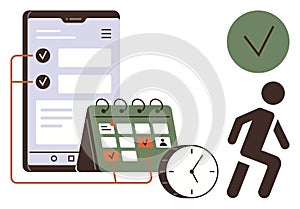 Task Management with Calendar, Smartphone, and Time Tracking Concept