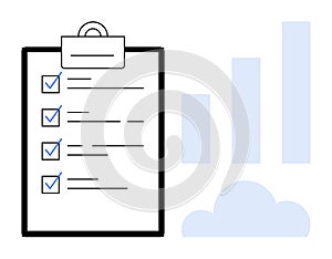 Task Management Checklist with Progress Chart and Cloud Icon Data Analytics and Productivity