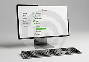 Task management interface on computer screen