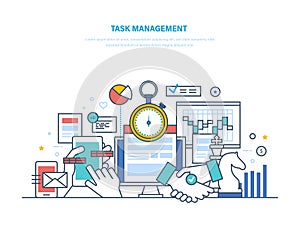 Task management, productivity, planning, coordination. Time management, business analysis, research.