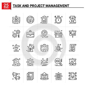 25 Task and Project Management icon set. vector background