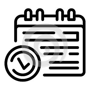 Task schedule approved calendar icon, outline style