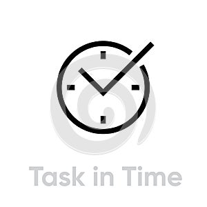 Task in Time icon. Editable Vector Outline