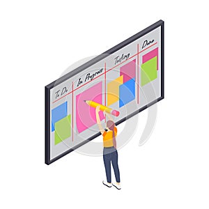 Tasks Board Isometric Composition