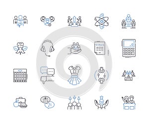 Tasks and missions line icons collection. Mission, Goal, Responsibility, Assignment, Duty, Chore, Errand vector and