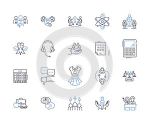 Tasks and missions line icons collection. Mission, Goal, Responsibility, Assignment, Duty, Chore, Errand vector and photo