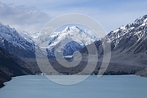 Tasman Glacier and Tasman Lake in New Zealand