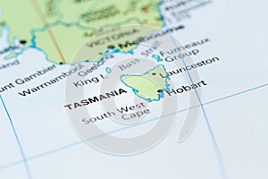 Tasmania on a map