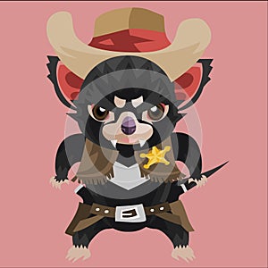 tasmanian devil cowboy. Vector illustration decorative design