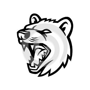 Tasmanian Devil Head Mascot Black and White