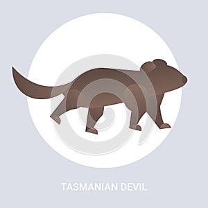 Tasmanian devil icon cartoon endangered wild australian animal symbol wildlife species fauna concept flat