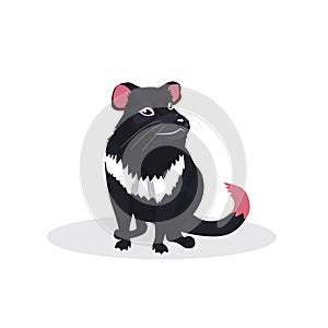 Tasmanian devil icon cartoon endangered wild australian animal symbol wildlife species fauna concept flat