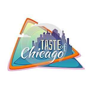 Taste of Chicago banner. Flat town with title