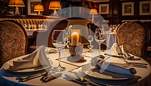 Taste the Finest Cuisine, A Modern Luxury Restaurant with Tables Ready, Generative AI