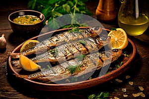 Taste of the Sea: Grilled Mackerel infused with Olive Oil, Lemon, and Aromatic Herbs photo