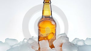 Taste the Subzero Sensation of a Beer Bottle Enveloped in Ice. Generative AI