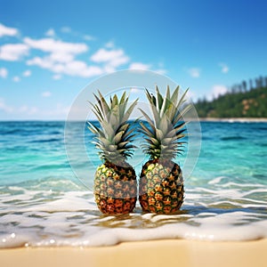 A taste of the tropics Pineapple paired with a serene beachscape