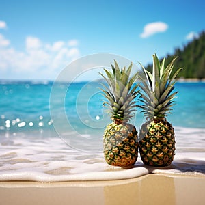 A taste of the tropics Pineapple paired with a serene beachscape