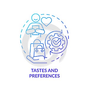 Tastes and preferences blue gradient concept icon