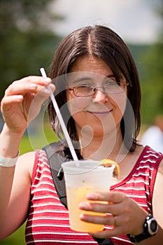 Tasting fresh lemonade