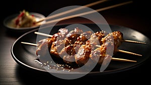 Tasting Japan Hyperrealistic Yakitori Skewers - food photography. Generative AI