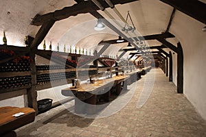 Tasting room in Kvareli Tunnel of Khareba Winery, Georgia