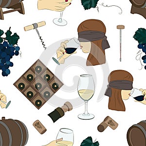 Tasting wine icons pattern