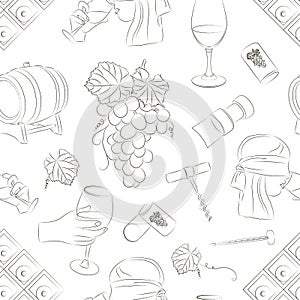 Tasting wine icons pattern