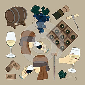 Tasting wine icons