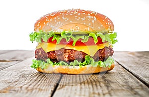 Tasty and appetizing hamburger cheeseburger