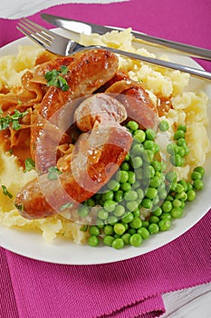 Tasty Bangers and Mash on a plate