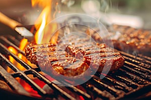 Tasty barbecue meat grills to perfection, promising a flavorful meal