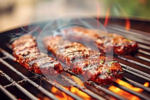 Tasty barbecue meat grills to perfection, promising a flavorful meal