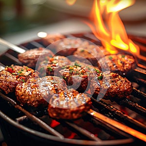 Tasty barbecue meat grills to perfection, promising a flavorful meal