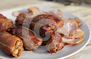 Tasty bbq smocked chicken thighs on plate