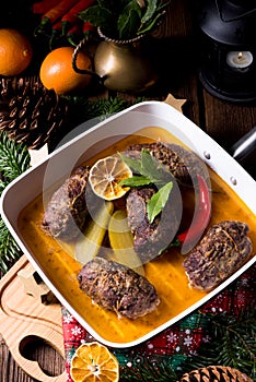 Beef rolls from the oven