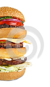 Tasty big hamburger at white background