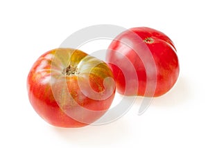 Tasty big ripe tomatoes, isolated on white