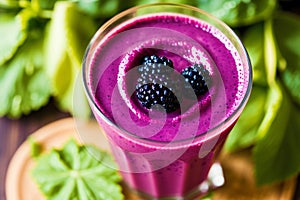 Tasty Blackberry Smoothie. Berrylicious Bliss. Blackberry Smoothie Delight. Generative AI