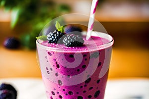 Tasty Blackberry Smoothie. Berrylicious Bliss. Blackberry Smoothie Delight. Generative AI