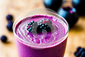 Tasty Blackberry Smoothie. Berrylicious Bliss. Blackberry Smoothie Delight. Generative AI