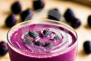 Tasty Blackberry Smoothie. Berrylicious Bliss. Blackberry Smoothie Delight. Generative AI