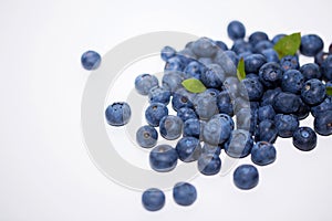 Tasty blueberries isolated on white background. Blueberries are antioxidant and natural vitamins