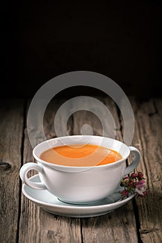 Tasty bowl of fresh liquidised carrot soup