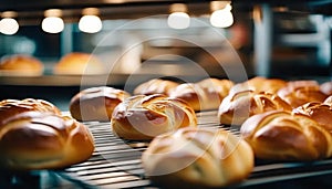 Tasty breadrolls in bakery