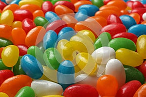 Tasty bright jelly beans as background